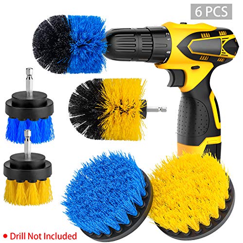 [6-PCS]Drill Brush Attachment Set, Power Scrubber Brushes Cleaning Kit for Bathroom Surfaces Tub