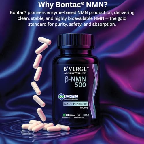 Image of BVERGE NMN Supplement 500mg |100% Purity | BONTAC Pro NMN World's Most Trusted & Trusted by Experts | Healthy Ageing | Repair Cells | Boost NAD+ | Enhance Muscle | Neuro Function (500MG 30 Capsules)