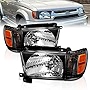 AmeriLite Black Replacement Headlights w/Corner Lamp + Bracket for 96-98 Toyota 4 Runner SUV N180 - Passenger and Driver Side