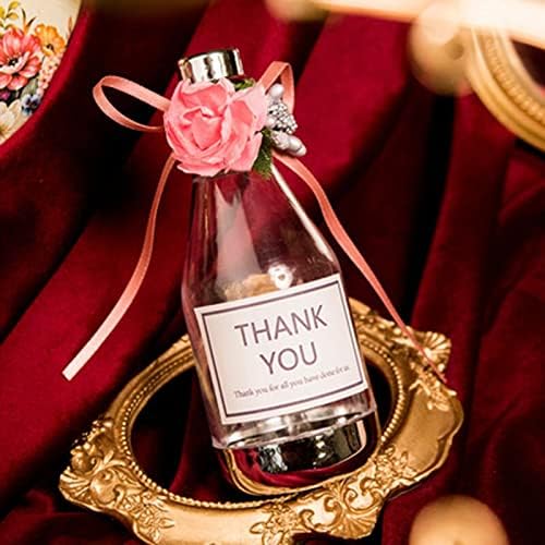 12Pcs Plastic Candy Box Thank You Champagne Bottle Wedding Favor Marriage Box Sweets Plastic Box Event Supply (Pink-12pcs,L-14.5x5cm)