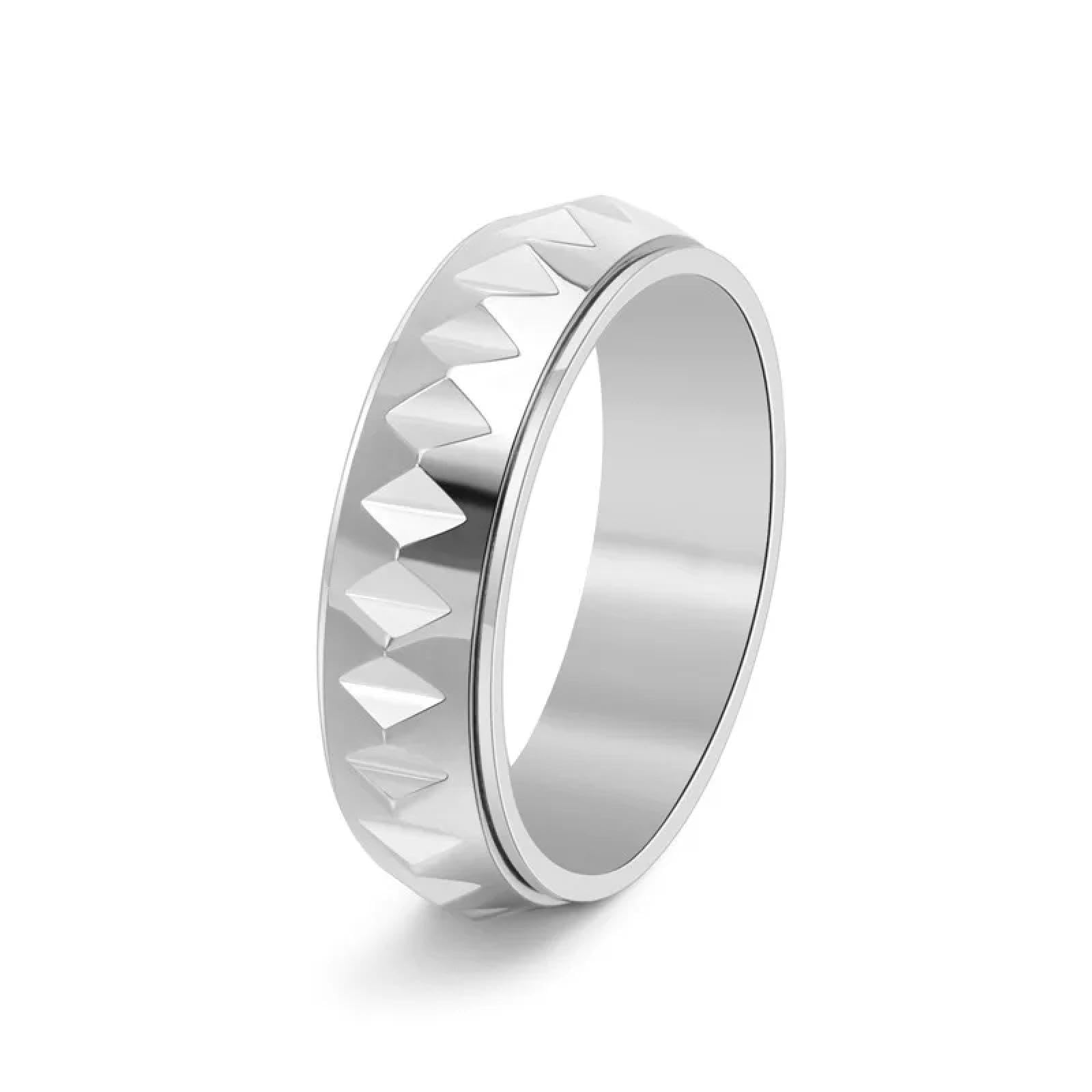 Ring Ringe Damen Bijouterie Herren Men'S Rotating Ring Geometric Faceted Triangle Design Hypoallergenic Adjustable Band For Single Daily Wear