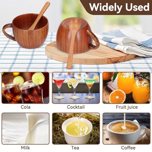 Juego de 4 tazas de madera para café y té miniatura 3