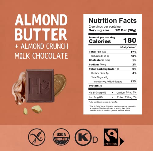Hu Grass-Fed Milk Chocolate SAMPLER PACK | Hazelnut Butter, Cashew Butter, Almond Coconut Crunch, Almond Crunch, Simple Milk | Natural Ingredients, Organic Milk, Gluten Free, Paleo, Non GMO, Fair Trade Delicious Chocolate | 5 Pack | 2.1oz Each - Thumbnail 7