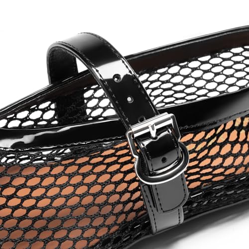 DREAM PAIRS Women's Mesh Ballet Flats Dressy Round Toe Comfortable Mary Jane Flat Shoes with Buckle Strap4