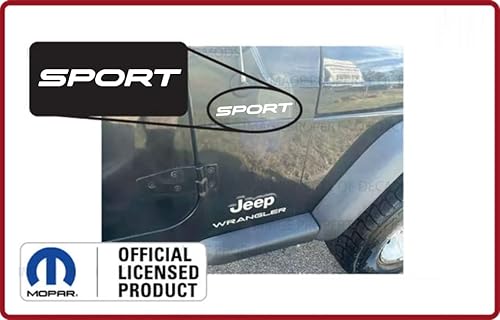 Miniatura 9 de Decal Mods Fender Sport - Logotipo lateral pequeño para Jeep Wrangler TJ (2004-2006) (juego de 2) negro mate CBM  SJ5K4