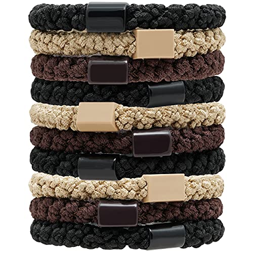 HBY Large Hair Ties, Ponytail Holders, Gentle Hold Soft & Stretch Hair Band for Heavy Curly Thick Hair, No Damage No Crease Headbands for Woman Girls Lady,10pcs