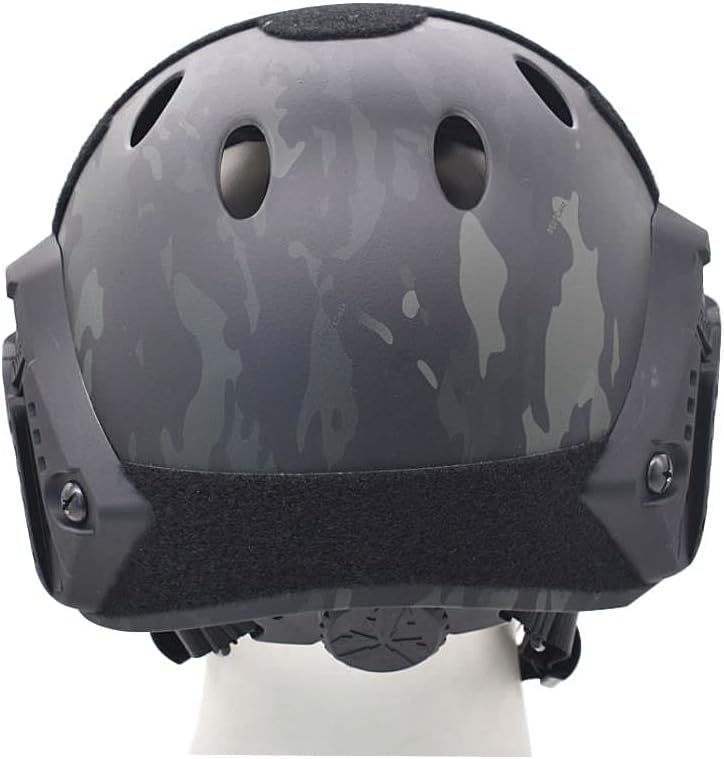 Jadedragon PJ Tactical Fast Helmet & Protect Ear Foldable Double Straps Half Face Mesh Mask & Goggle