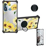 jioeuinly Case for Mobicel R9 Pro Case Compatible with Mobicel R9 Pro Phone Case Cover [with Tempered Glass Screen Protector][Ring Support][Silver Reflect Light] DYH-XRK