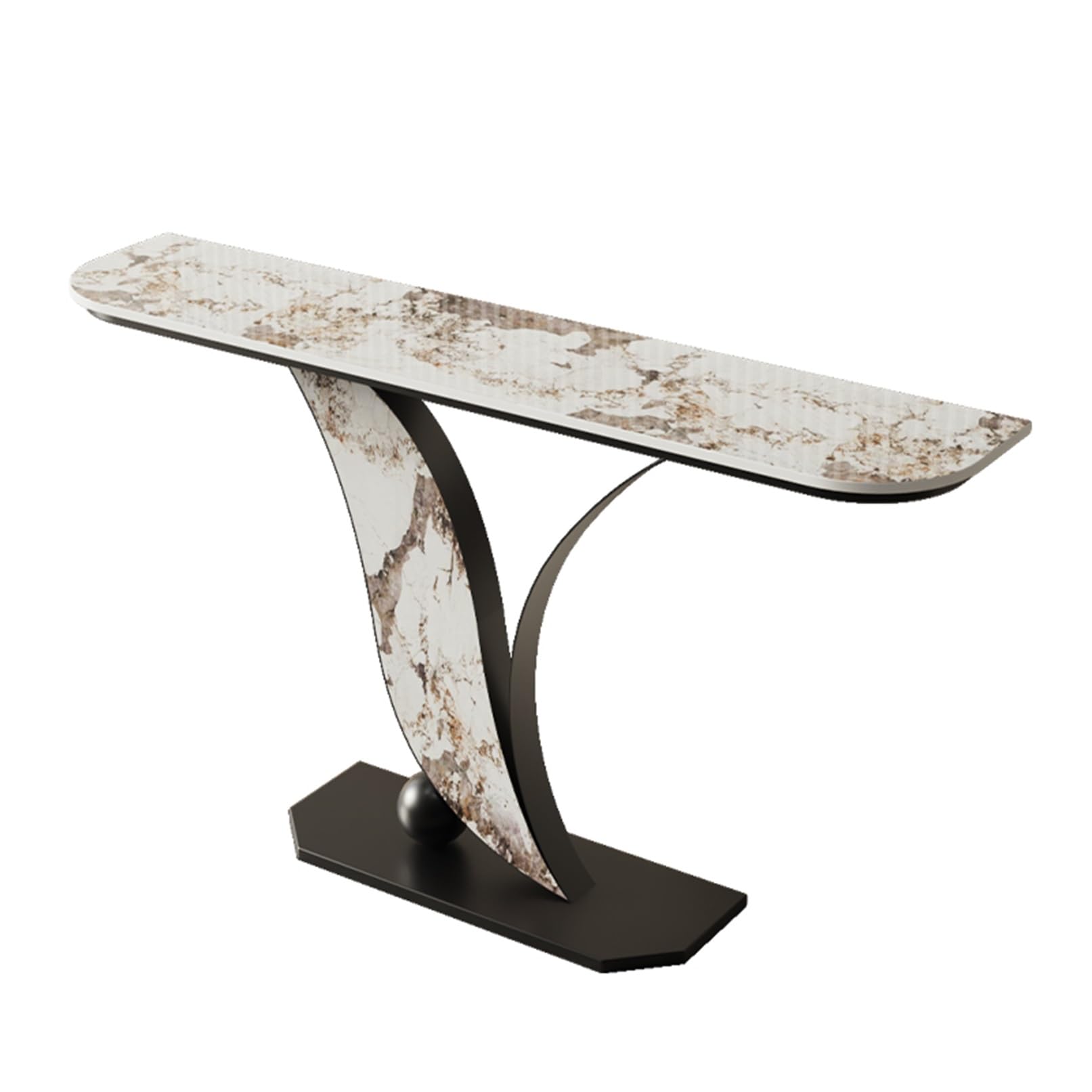 Mesa consola estrecha de pasillo detrás del sofá para decoración funcional en la sala de estar