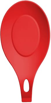 Silicone Spoon Rest Spoon Holder Kitchen Utensils Cooking Spoon Holder Kitchen Counter Rest for Spoons, Tongs, Spatula - Red