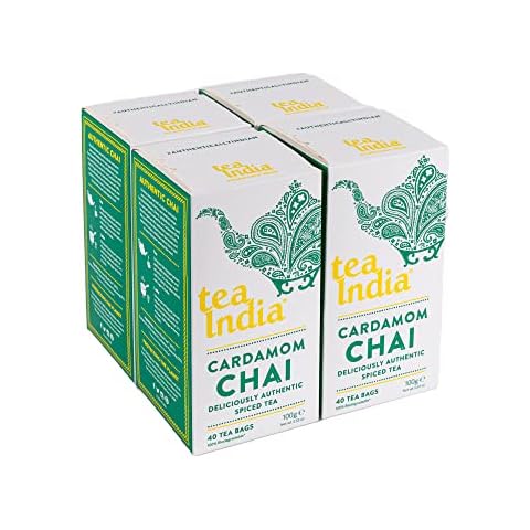 Tea India Cardamom Chai 160 Tea Bags (4 Packs of 40 Biodegradable Tea Bags) Rainforest Alliance Certified Cardamom Chai Tea Bags Cover