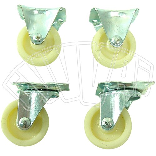 SET RUOTE IN NYLON 2 FISSE E 2 GIREVOLI - D. 40 MM - ROTELLE RICAMBIO CARRELLO