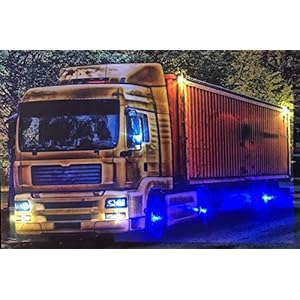 LED muurschildering met verlichting LED-beeld oplichtende afbeelding doek lichtgevende foto’s – 65×45 cm TRUCK…