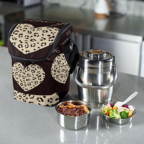 Bolsa de almuerzo con diseño de leopardo reutilizable e infantil 7