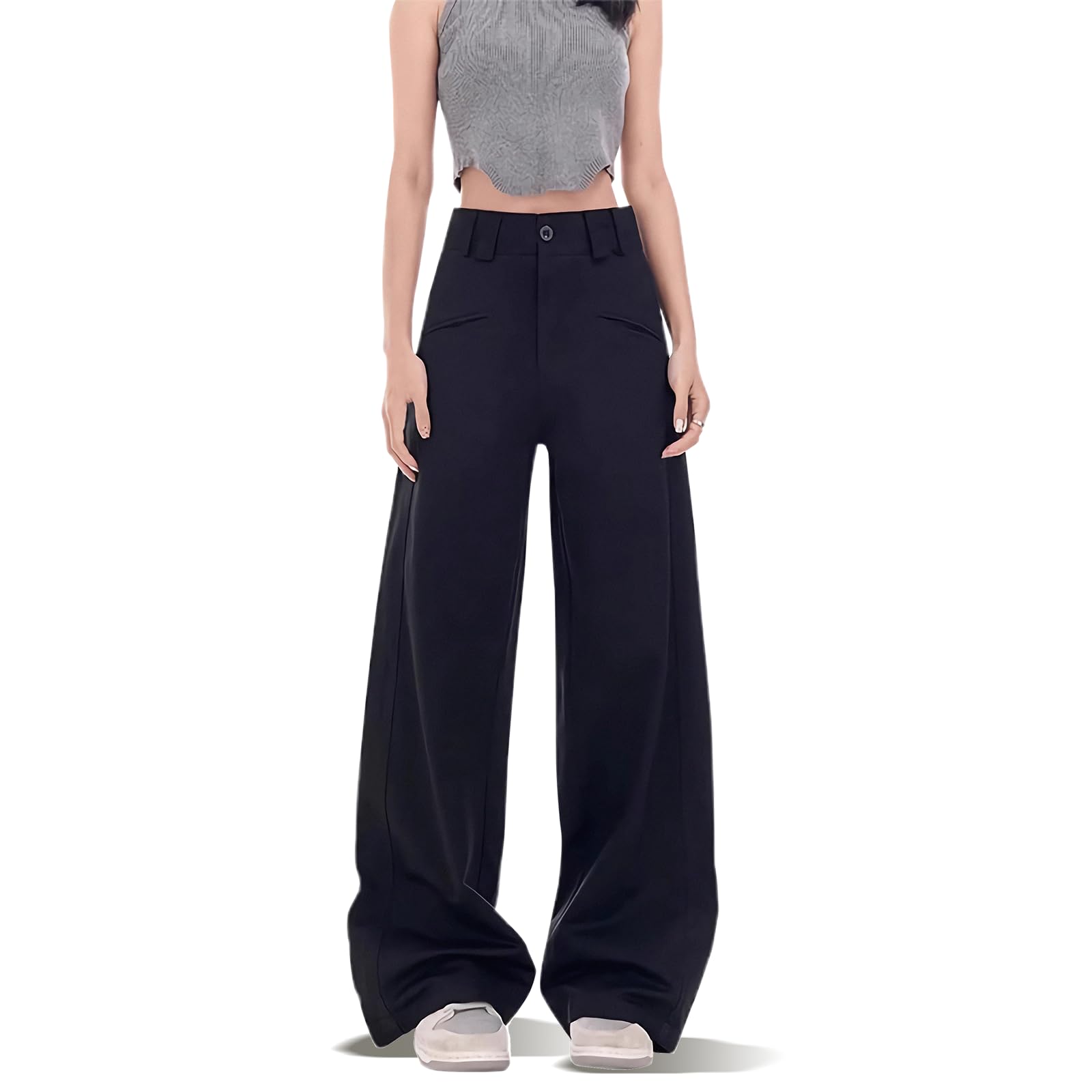 Suit Trousers for Tall Women Big and Tall Size Extra Long Inseam Womens Casual Black Business Trousers with