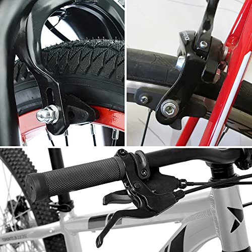 BicycleStore Bike Brake Kit, 6 Pieces Bicycle Brake Levers Set Aluminum Alloy Bicycle Accessories Front and Rear Bike Brake Cable with Callipers Levers Cables for Most Road Bike