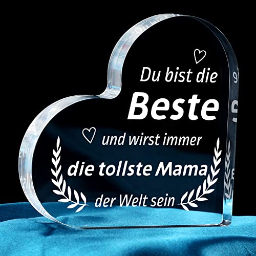 Blumuze Geschenke für Mama,Herzförmiges Acryl Dekoschild Mama...