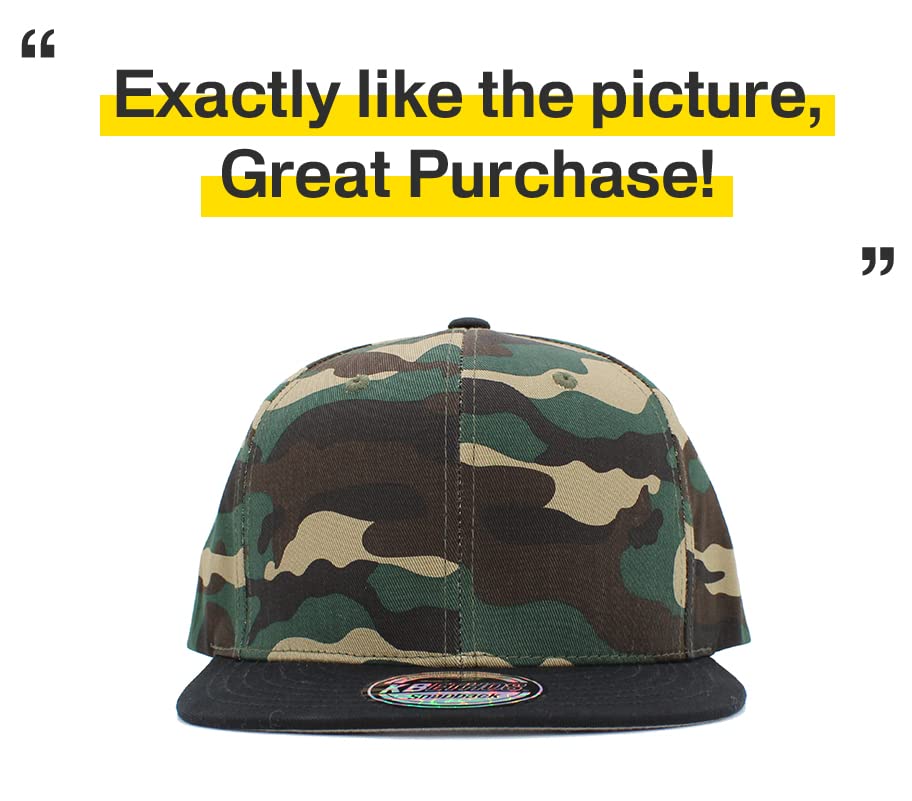 Image of KBETHOS Classic Snapback Hat Blank Cap Underbrim Cotton Wool Blend Flat Visor Adjustable Unisex
