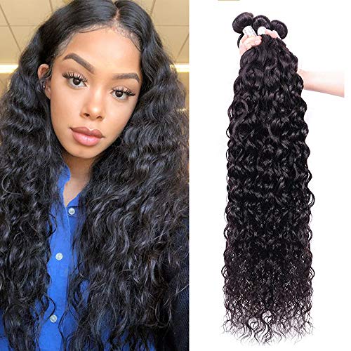 Brazilian Water Wave Bundles (32 32 32 32 Inch) 10A Virgin Wet and Wavy Human Hair 4 Bundles 100% Unprocessed Remy Curly Bundles Hair Weave (32 32 32 32)