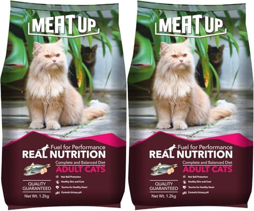 Meat Up Adult Dry Cat Food 1.2Kg + 1.2kg (Free) 2.4Kg | Seafood Flavour | Buy 1 Get 1 | Maintains...