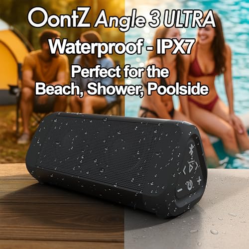 Image of OontZ Angle 3 Ultra Gen 4 Bluetooth Speaker, 14W, 20-Hour Playtime, IPX7 | 14W Bluetooth speaker with fuller bass, 100-ft range, IPX7 waterproof and stereo pairing.