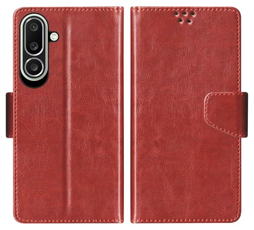 Image of SBMS Flip Cover for Samsung Galaxy M56 5G 6.7 Inch Back Cover Case with Magnatic Closure | Inbuilt Stand | Card & Money Pocket (Brown)