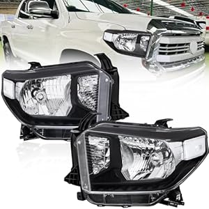 KUIPERAUTO OE Replacement Headlights Assembly Compatible for Toyota Tundra 2014-2021 with Clear Lens/Chrome Housing/Amber Reflector Front Lamps Left and Right Side(Set of 2) Front Lamp