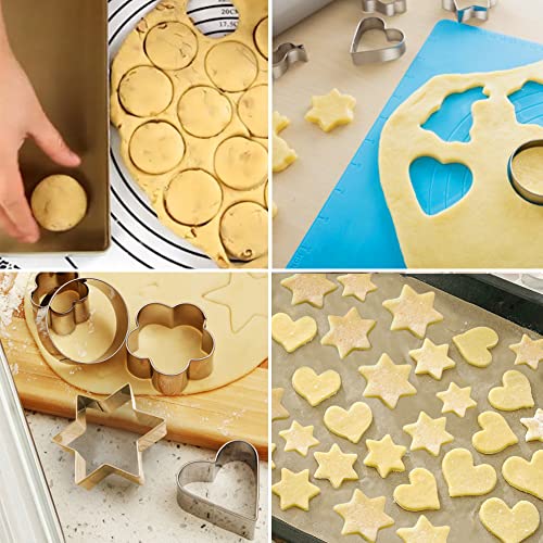 Metal Cookie Cutters Set - Star Cookie Cutter Stainless Steel Round Biscuit Cutter Heart Small Star Cookie Cutters Mini Flower Molds Cutter For Baking (12 Round Heart Flower Star Cookie Cutters) #TOP2