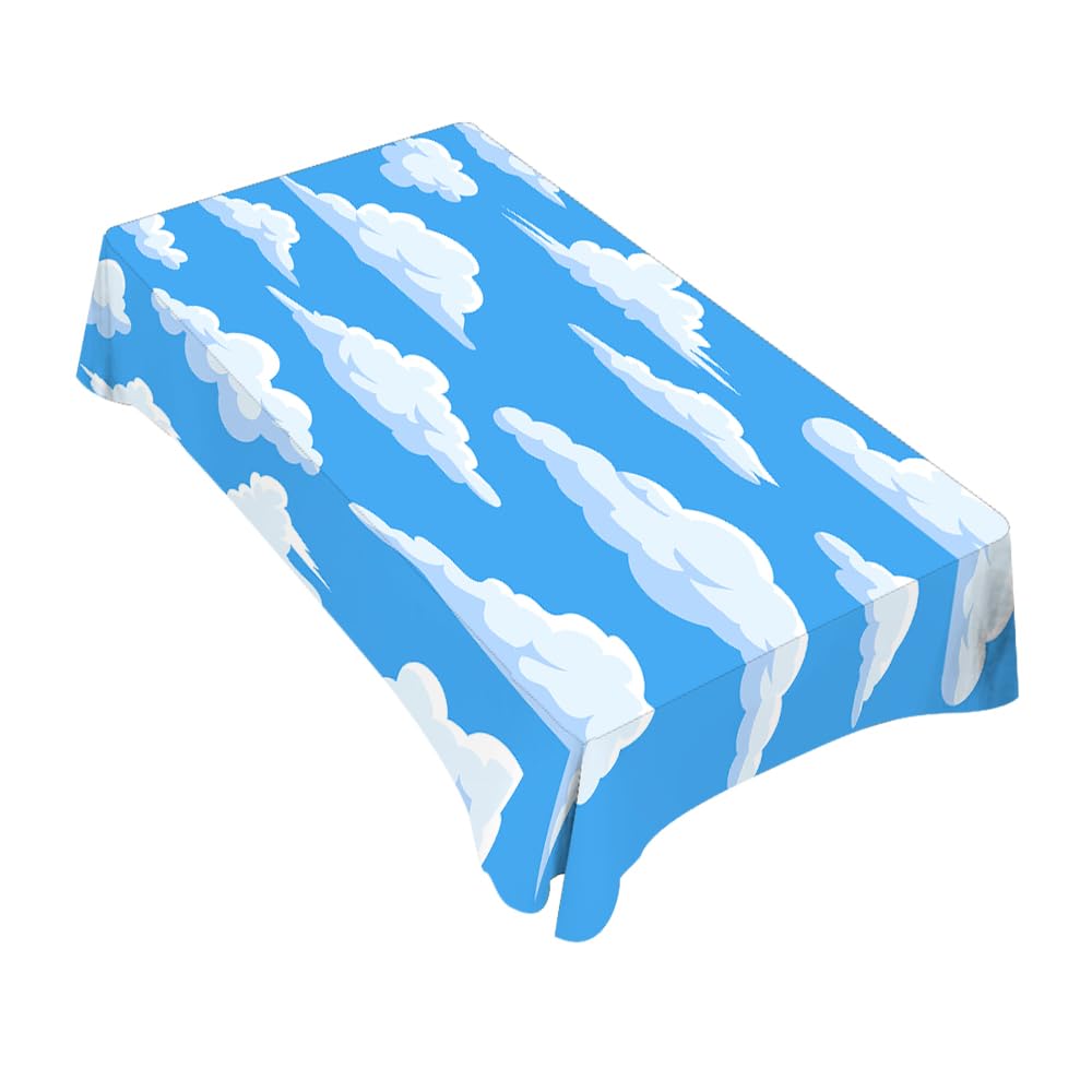 TKS MITLAN Blue Sky and White Clouds Tablecloth Decor Cloud Vector Set Collection Graphic Clip Art Design Table Cloth Dining Room Kitchen Table Cover