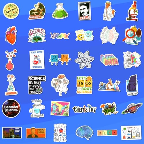 LIAOWL 100 PCS Science Stickers for Water Bottles,Science Laboratory Stickers for Adults Students Teacher,Physics Biology Chemistry Experiment Math Gifts