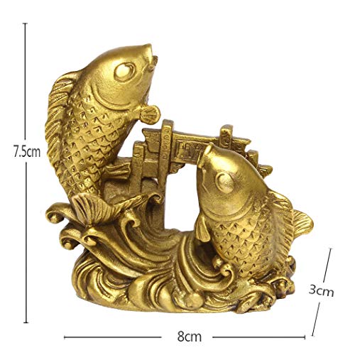 Estatua pequeña de pez Arowana dorado de latón artesanal miniatura 2