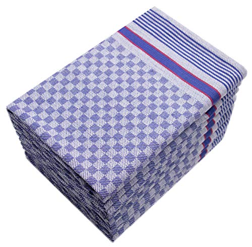 ZOLLNER 10 Trapos de Cocina Grandes, 100% algodón, 50x100 cm, a Cuadros Azules