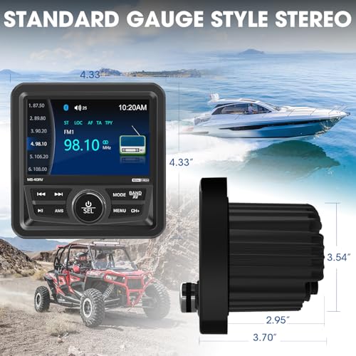 Image of Bluetooth Marine Stereo Radio Receiver: Boat Digital Multimedia MP5 Player | 4.1 Inch LCD Display AM FM USB AUX Subwoofer 200W High Output for Golf Cart ATV UTV Yacht