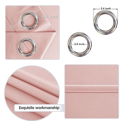 Image of DWCN Blackout Curtain Panel for Bedroom - Thermal Insulated Energy Saving Grommet Blackout Drapery for Patio Door, Room Divider Big Long Curtain，Blush Pink, W100 by L84, 1 PC