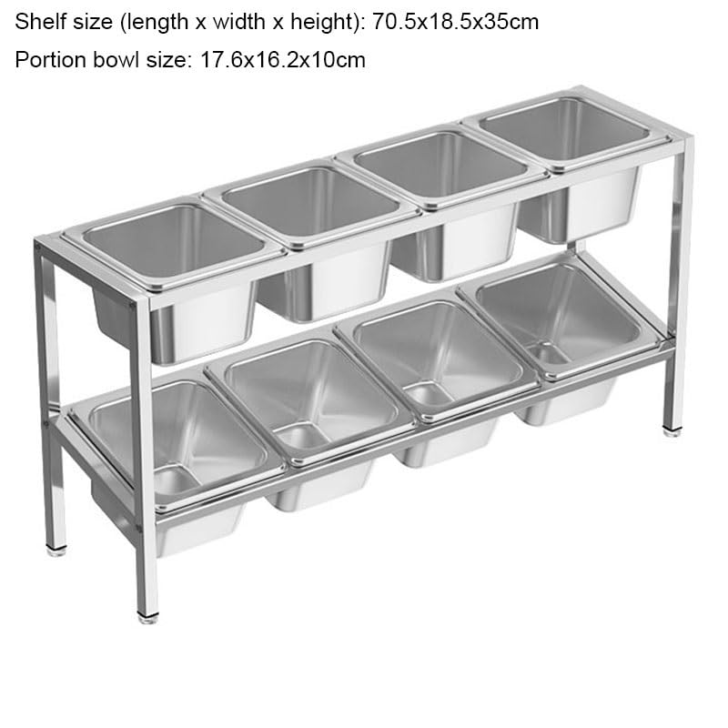 Stazione per pizza in acciaio inox, dispenser per condimenti da banco con scomparti per salse, spezie e frutta, organizer portaspezie (argento-A, 70,5 x 18,5 x 35 cm)
