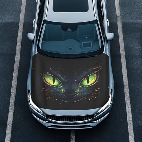 Image of Black Cat Car Hood Cover, Car Hood Cover Protector from Cats, Stretchable
