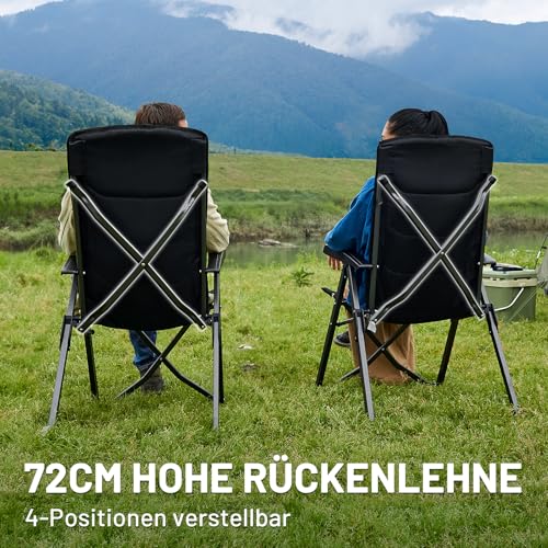 TIMBER RIDGE Campingstuhl Faltbar Hohe Lehne mit 4 Positionen verstellbar bis 150kg Klappstuhl Camping Gepolstert Faltstuhl Liegestuhl mit Tasche für Garten Balkon Wohnmobil 5