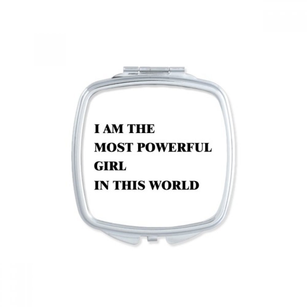 Miroir de poche carré portable et compact pour maquillage avec illustration Je suis Le Puissant