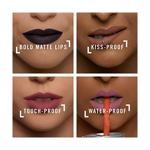 Rimmel London Stay Matte Liquid Lip Color with Full Coverage Kiss-Proof Waterproof Matte Lipstick Formula that Lasts 12 Hours - 840 Pitch Black, .21oz