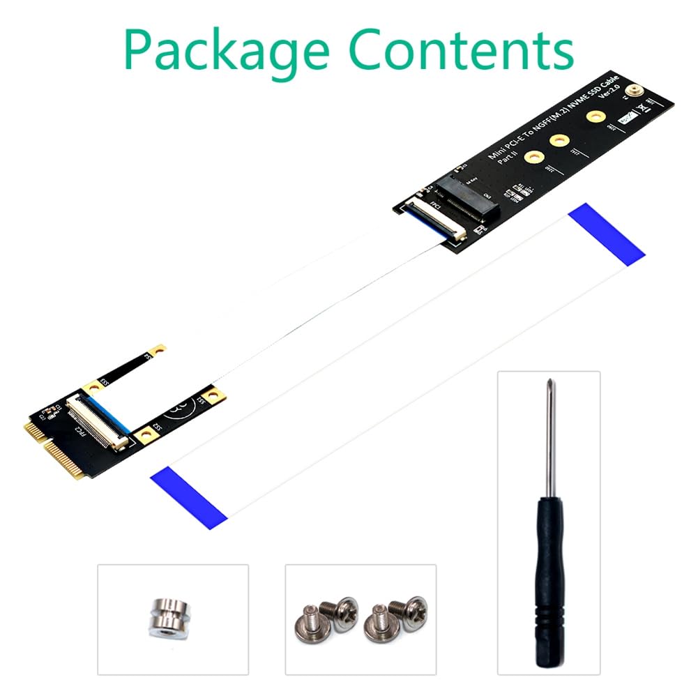 Bloepum M.2 NVME SSD to Mini PCI-E Adapter with FFC Cable for M.2 M-Key 2230/2242/2260/2280 NVME SSD Converter Extension Cord
