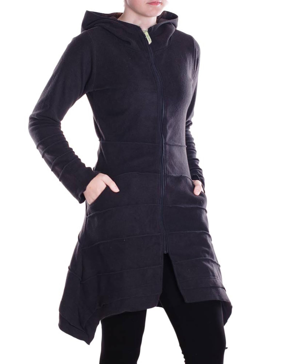 Vishes - Alternative Bekleidung - Damen Kapuzenjacke lang Elfen Zipfel-Jacke Fleece Übergangsjacke