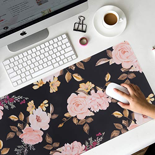 Image of iCasso Extended Gaming Mouse Pad (35.4x15.7 in), Large Non-Slip Rubber Base Mousepad with Stitched Edges, Waterproof Keyboard Mouse Mat Desk Pad for Work, Game, Office, Home - Peony