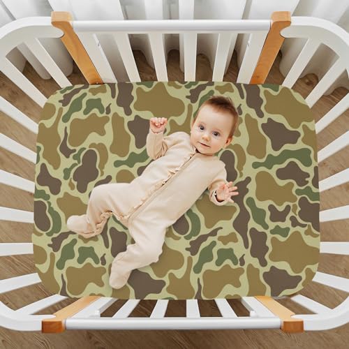 Image of VIGTRO Vintage Duck Hunter Baby Crib Sheets for Boys Girls, Breathable Soft Fitted Crib Playard Sheets Baby Mattress Sheet, M 52x28x9in