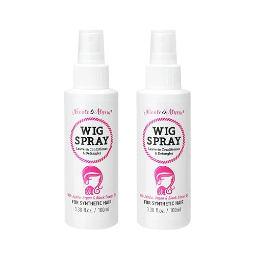 Nicole & Alyssa - Spray de peluca para cabello sintético - Acondicionador sin enjuague, desenredante, hidratante (tamaño de viaje - paquete de 2)