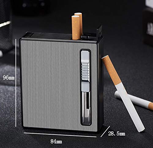 Cigarette Case Module With Windproof Lighter For Whole Package Cigarettes 20Pcs,Torch Lighter Dual Jet Flame Refillable Butane Lighter,Protable Cigarettes Case Box,Gas Not Included (Black) #TOP6
