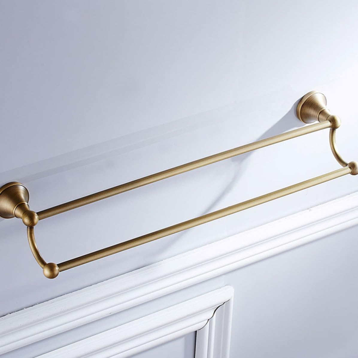 Portasciugamani Doppio da Parete 55cm in Ottone Bronzato