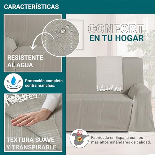 ECOMMERC3 Mehrzweck-Tagesdecke, Größe 300 x 260 cm, für Sofa oder Bett, Mehrzweck-Tagesdecke, Leinen, dekorativ, für Sofa, Bett, Sofaüberwurf, leicht und elegant, Leinfarben