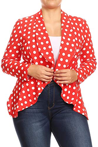 Women's Plus Size Long Sleeves Office Workwear Solid Blazer Jacket Made in USA
