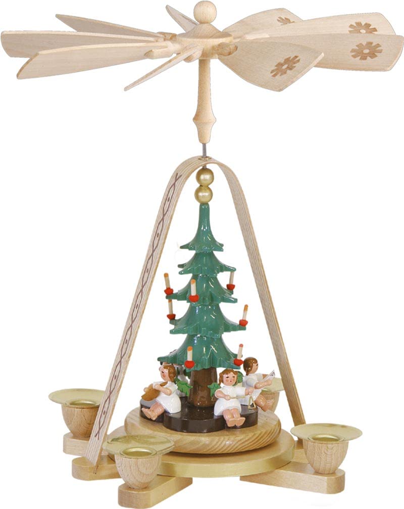 German christmas pyramid Angels, height 28 cm / 11 inch, natural, original Erzgebirge by Richard Glaesser Seiffen