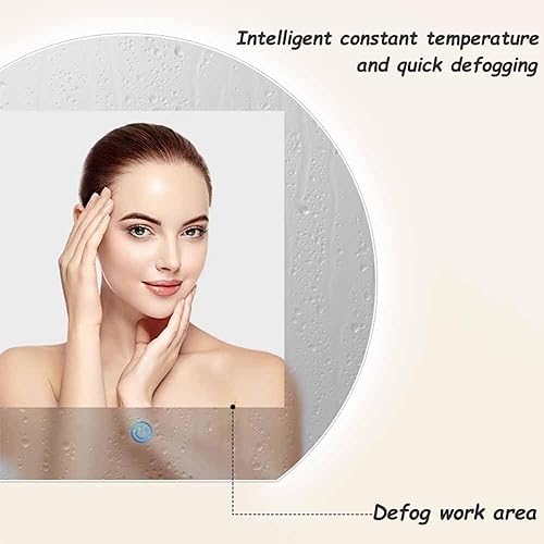 Miniatura 8 de NURCIX Espejo de tocador de media luna, espejo de baño LED de 28 pulgadas, espejo de pared de medio círculo para decoración del hogar, temperatura